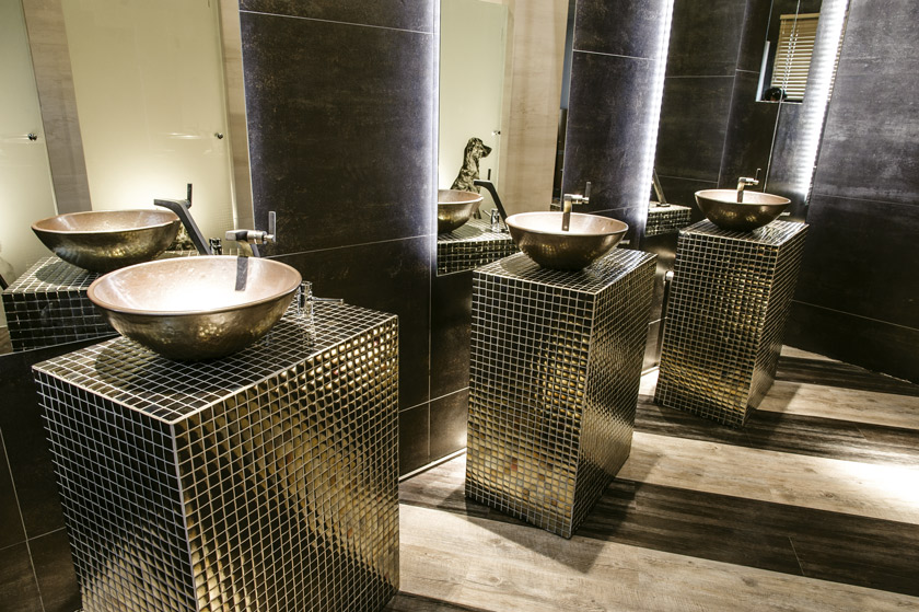 lavabo moderno elegante alicatado plata brillo art nouveau