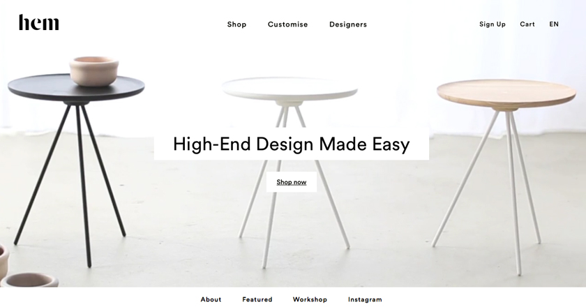 hem.com design online shop diseño nórdico customized mesas de café
