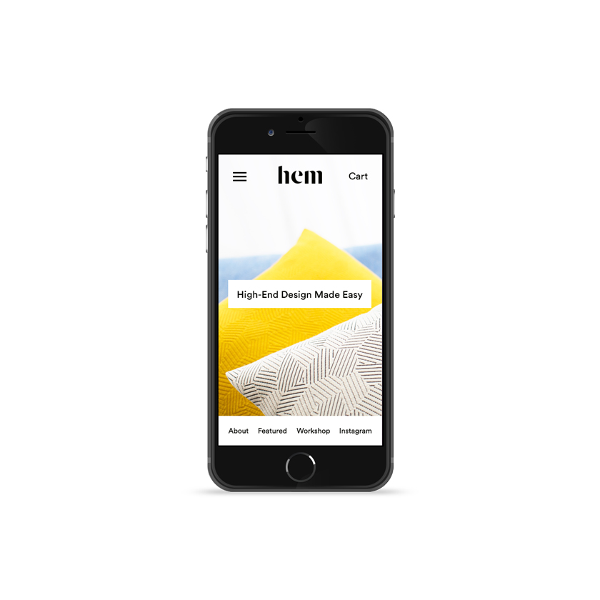 hem.com en aplicación móvil cojines amarillos tapicería
