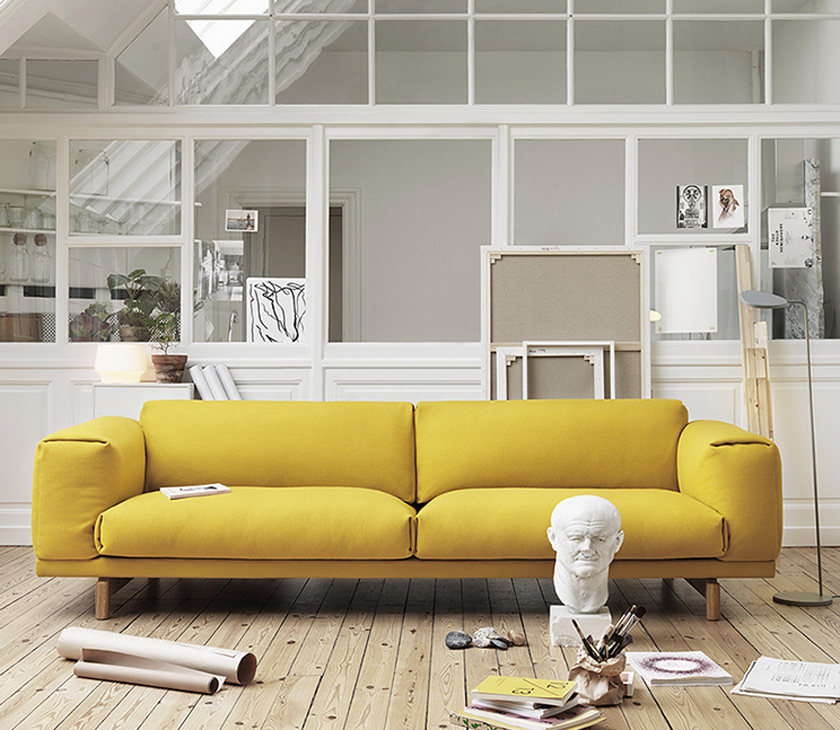 Muuto Andrssen & Voll Rest Sofa diseño isaloni 2014 sofá amarillo voyeur acogedor cálido